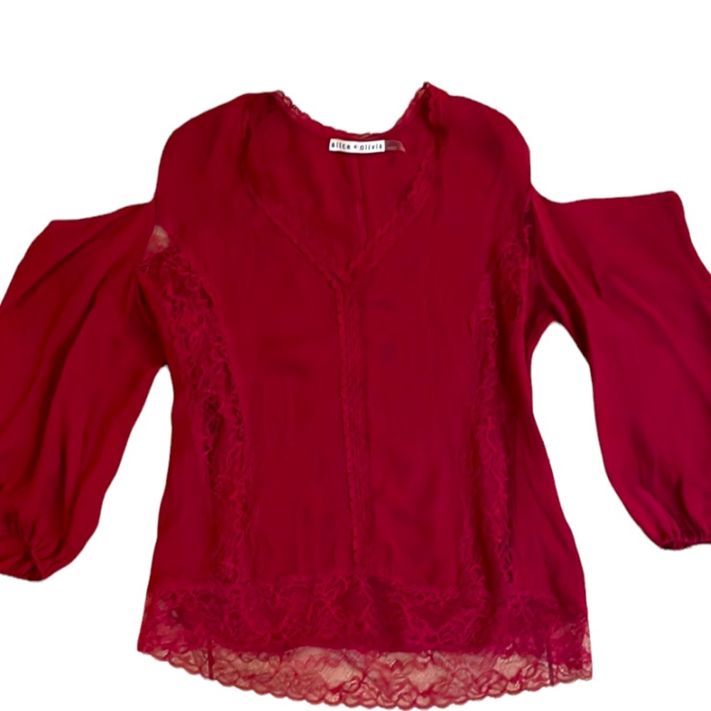 Alice + Olivia Farah Lace Cold Shoulder S - Picture 4 of 5